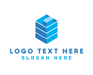 Blueprint - Cube Letter C Building logo design