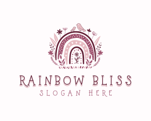 Nursery Rainbow Floral logo design