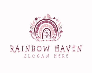 Nursery Rainbow Floral logo design