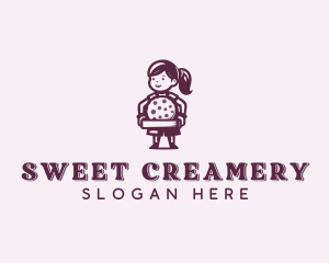 Girl Baking Cookie  logo design