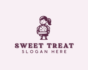 Girl Baking Cookie  logo design