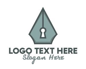 Writer - Pen Nib Keyhole logo design