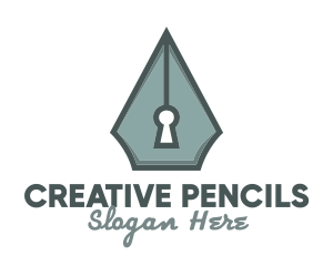 Pen Nib Keyhole logo design