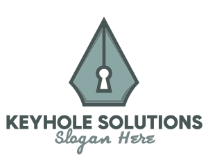 Keyhole - Pen Nib Keyhole logo design