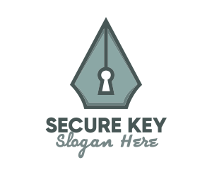 Password - Pen Nib Keyhole logo design