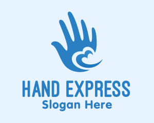 Sign Language - Blue Heart Hand logo design
