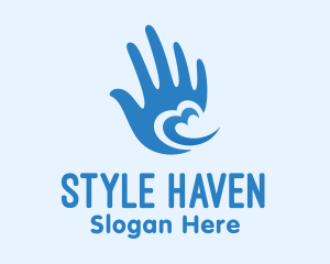 Humanitarian - Blue Heart Hand logo design