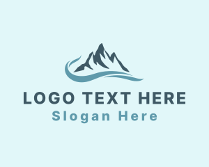 Teal - Nature Mountain Sea logo design