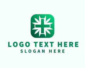 Cross - Marijuana Medical Leaf logo design