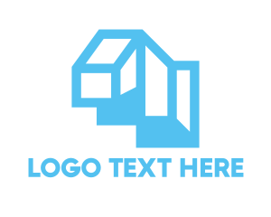 Cyan Blue Geometric Structure Logo