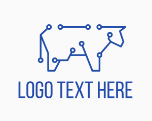 Blue Bull - Blue Cyber Cow logo design