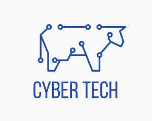 Cyber - Blue Cyber Cow logo design