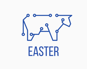 Blue Bull - Blue Cyber Cow logo design