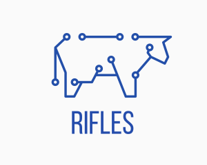 Blue Cyber Cow logo design