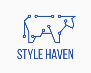 Meat Alternative - Blue Cyber Cow logo design