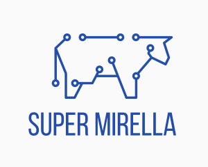 Blue Cyber Cow logo design