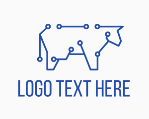 Blue Cyber Cow logo design