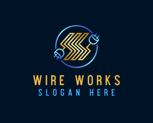 Wire - Electricity Wire Plug logo design