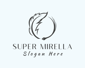 Writer - Feather Quill Pen Writing logo design