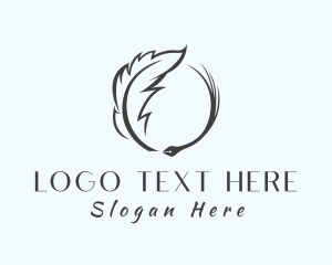 Writer - Feather Quill Pen Writing logo design