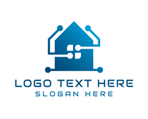 Residential - Blue Circuit Tech House logo design