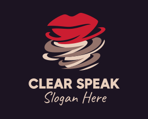 Speech - Red Lips Tornado logo design