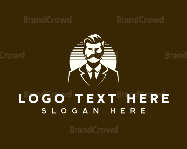 Gentleman Mustache Grooming Logo