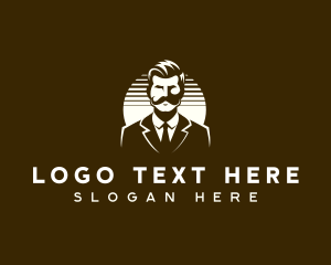 Suit - Gentleman Mustache Grooming logo design