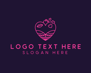 Sex - Heart Kinky Lingerie logo design