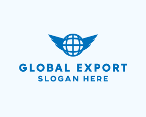 Export - Blue Global Wings logo design