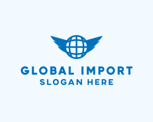 Import - Blue Global Wings logo design