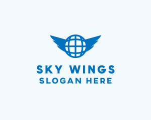 Blue Global Wings logo design