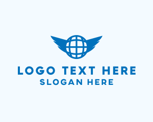 Planet - Blue Global Wings logo design