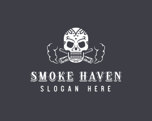 Tobacco - Calavera Smoker Skull logo design