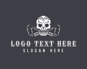 Cigar - Calavera Smoker Skull logo design