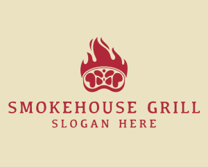 Barbecue - Flaming Meat Barbecue logo design