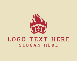Bbq - Flaming Meat Barbecue logo design