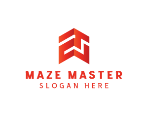 Geometric Maze Arrow logo design