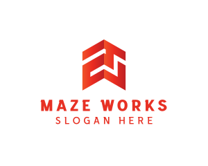 Geometric Maze Arrow logo design