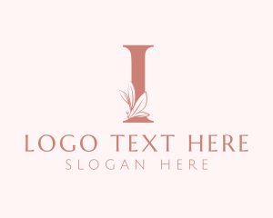 Pink - Elegant Leaves Letter I logo design