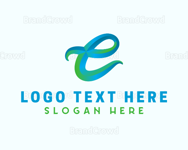 3D Script Letter E Logo
