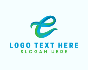Gradient - 3D Script Letter E logo design