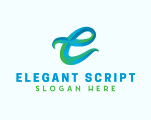 3D Script Letter E logo design