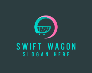 Wagon - Supermarket Grocery Cart logo design