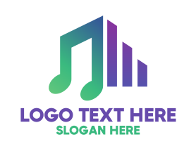 Pop Music - Gradient Music Beat Note logo design