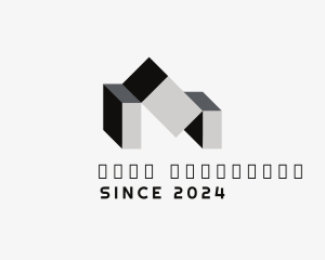 3D Blocks Letter N Logo