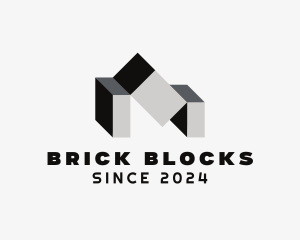 Blocks - 3D Blocks Letter N logo design