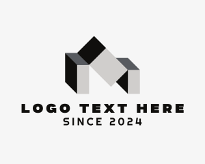 Combined - 3D Blocks Letter N logo design