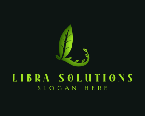 Wellness Leaf Letter L logo design