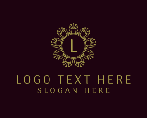 High Class - Flower Wreath Round Frame logo design